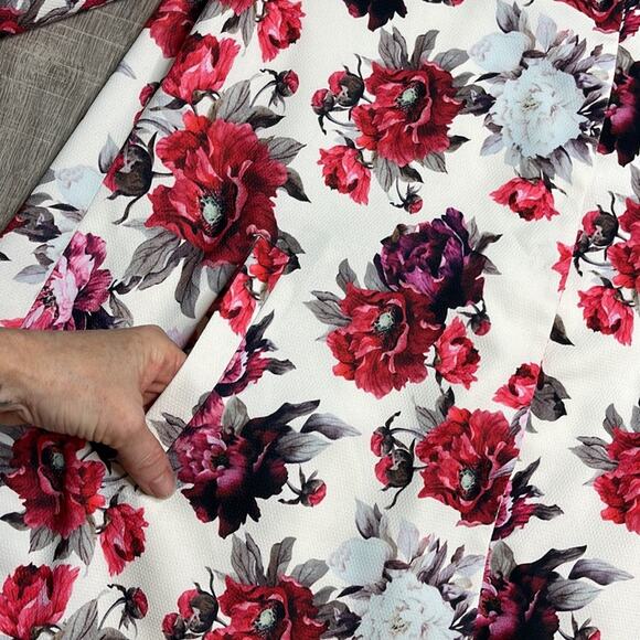 LUII Pink Cream Floral Snap Front 3/4 Sleeve Jacket Women’s Size Medium - Picture 3 of 9